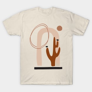 Modern  Abstract Shapes  Cactus Warm Tones  Design T-Shirt